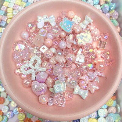 50 g/100 g Articole pentru acoperirea capului pentru copii pentru realizarea de benzi din piele, materiale acrilice, accesorii, margele libere, pungi de culori mixte multiple