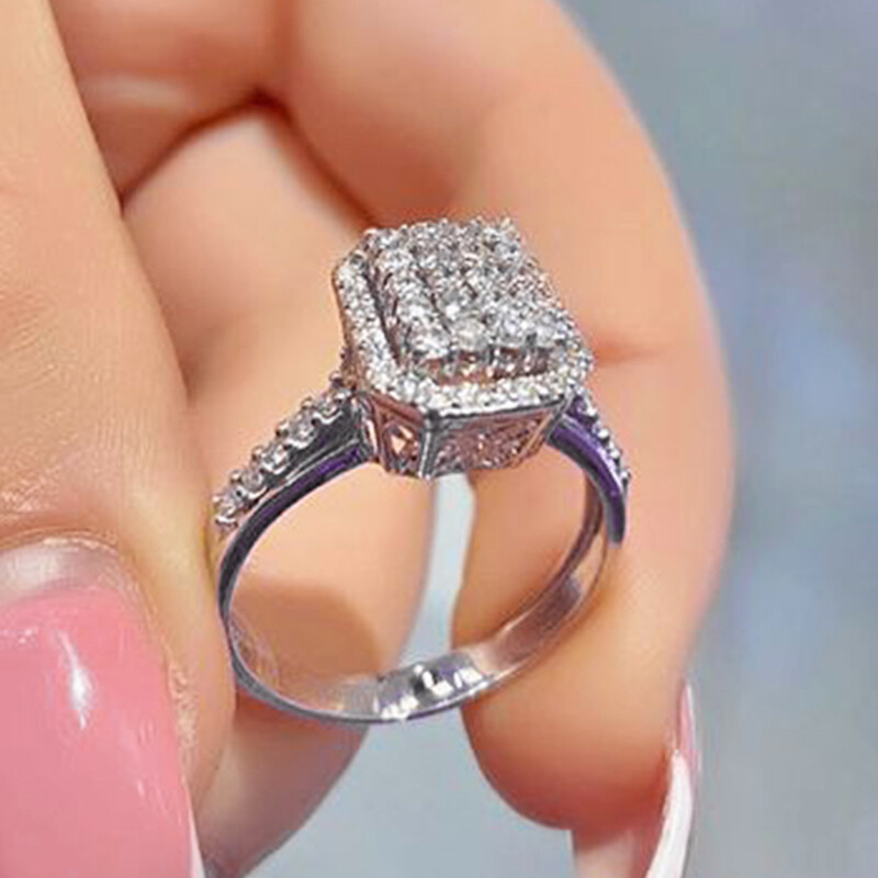 Huitan Bling Bling snubný prsteň pre ženy jednoduchý štýlový štvorcový dizajn návrh zásnubný prsteň pre milenca darček moderné šperky