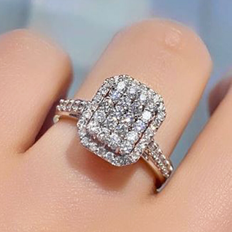 Huitan Bling Bling snubný prsteň pre ženy jednoduchý štýlový štvorcový dizajn návrh zásnubný prsteň pre milenca darček moderné šperky
