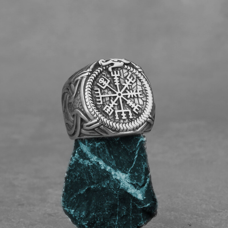 Nerezový vikingský kompasový prsteň pre mužov, severské runy, vintage prstové doplnky, amulet Odina, Vegvisir, prsteň, šperky, darček