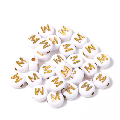 100 db/tétel 7 mm-es lapos, kerek akril gyöngyök ábécé aranybetűs távtartó Laza gyöngy barkácsoláshoz kézműves dísztárgyak keresési kiegészítők