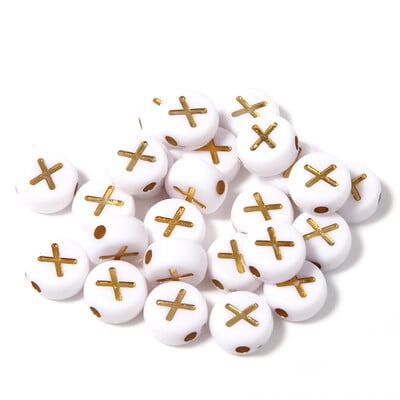 100 db/tétel 7 mm-es lapos, kerek akril gyöngyök ábécé aranybetűs távtartó Laza gyöngy barkácsoláshoz kézműves dísztárgyak keresési kiegészítők