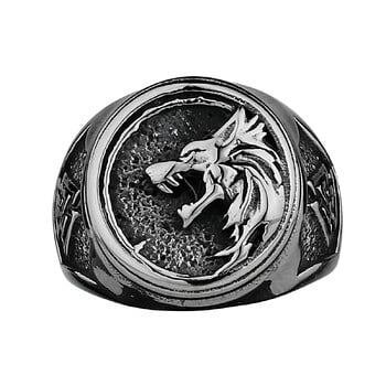 Δαχτυλίδι Viking Valknut Rune Wolf Head Ring Ανδρικό Μόδα Προσωπικότητα Ζώο Δαχτυλίδι από ανοξείδωτο ατσάλι Δαχτυλίδι Biker Party Club Jewelry