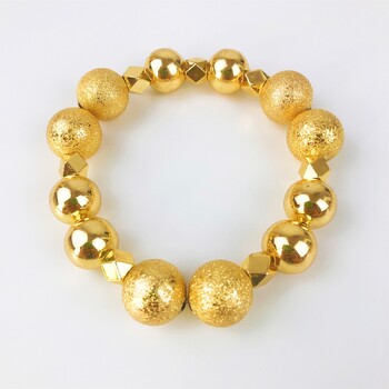 TITI Exaggerated Big Ball Elastic Charm Bangles HipHop Party Jewelry Punk Vintage Gold Color Round Beads Гривни за жени