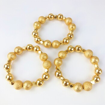 TITI Exaggerated Big Ball Elastic Charm Bangles HipHop Party Jewelry Punk Vintage Gold Color Round Beads Гривни за жени