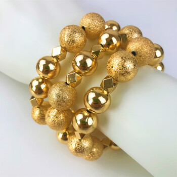 TITI Exaggerated Big Ball Elastic Charm Bangles HipHop Party Jewelry Punk Vintage Gold Color Round Beads Гривни за жени