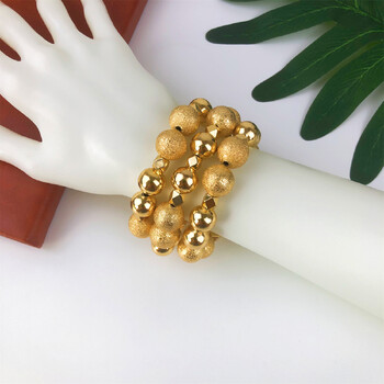 TITI Exaggerated Big Ball Elastic Charm Bangles HipHop Party Jewelry Punk Vintage Gold Color Round Beads Гривни за жени