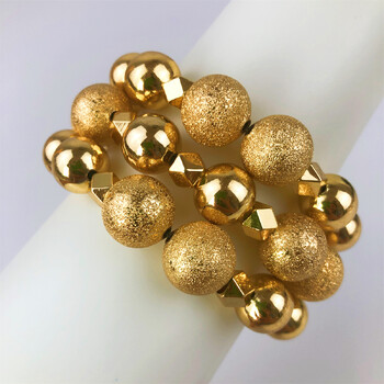 TITI Exaggerated Big Ball Elastic Charm Bangles HipHop Party Jewelry Punk Vintage Gold Color Round Beads Гривни за жени