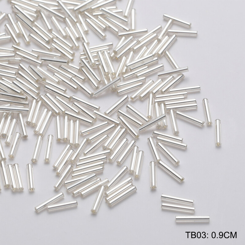 10G/táska Ezüsttel töltött csőgyöngyök üveg anyag Ezüst csőgyöngyök barkácsolás kézzel készített gyöngyös hímzés ékszer kiegészítők