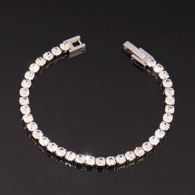 Narukvica s teniskim lancem od 316L nehrđajućeg čelika 4 mm za žene Muške hip hop narukvice Luksuzna narukvica s cirkonskim kristalima u boji Nakit