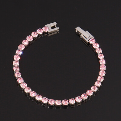 Narukvica s teniskim lancem od 316L nehrđajućeg čelika 4 mm za žene Muške hip hop narukvice Luksuzna narukvica s cirkonskim kristalima u boji Nakit