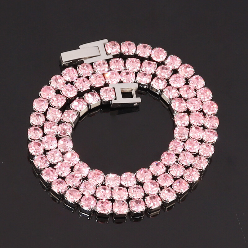 Narukvica s teniskim lancem od 316L nehrđajućeg čelika 4 mm za žene Muške hip hop narukvice Luksuzna narukvica s cirkonskim kristalima u boji Nakit