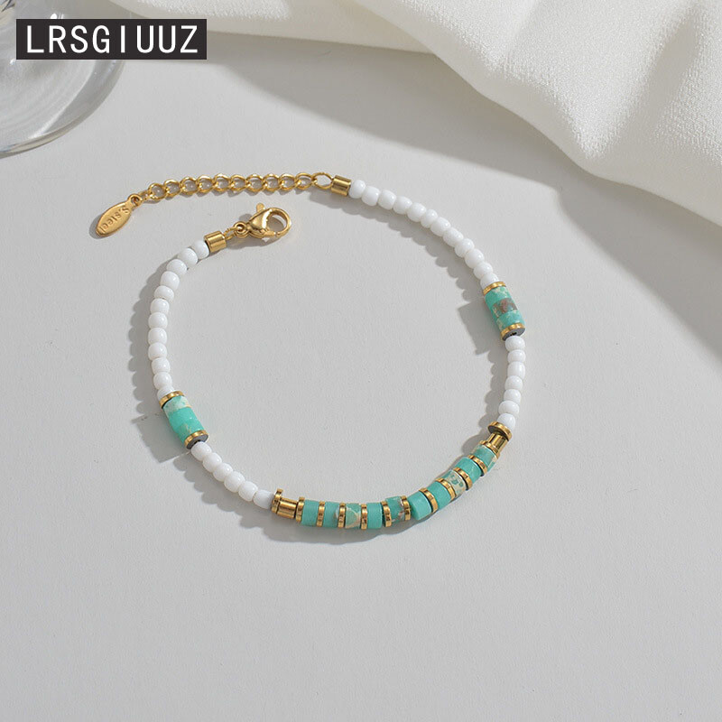 Nerūdijančio plieno papuošalai prancūziški nauji šviesūs prabangūs spalvų karoliukų apyrankės moteriškos paprastos ir universalaus dizaino jausmingos apyrankės moterims