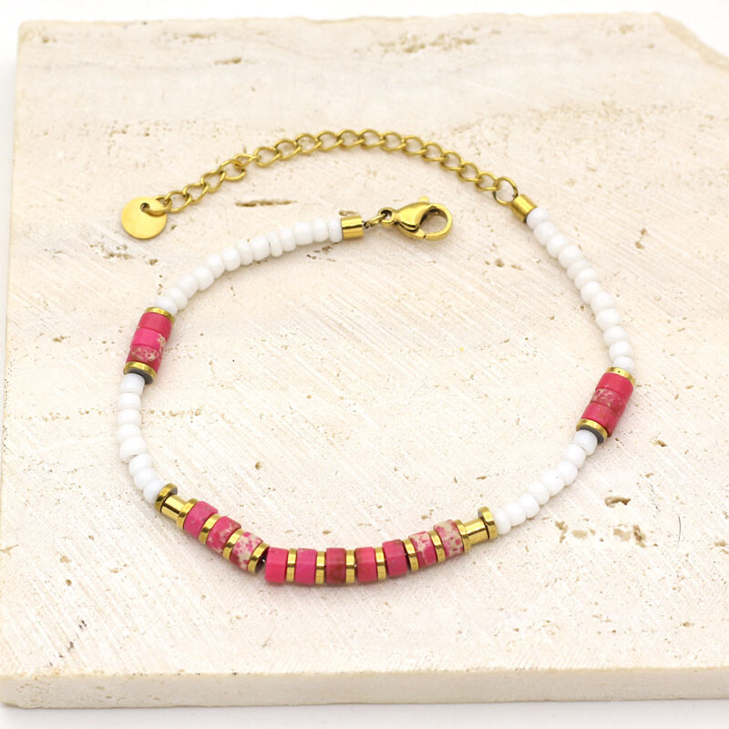 Nerūdijančio plieno papuošalai prancūziški nauji šviesūs prabangūs spalvų karoliukų apyrankės moteriškos paprastos ir universalaus dizaino jausmingos apyrankės moterims