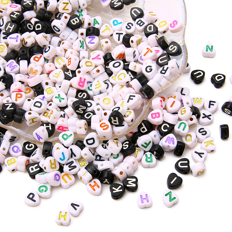 7x7mmAbout100Pcs Akrylové korálky s písmenami, broskyňové srdce, voľné korálky, ručne vyrobené, DIY výroba šperkov, náramkov, oblečenia, doplnkov, materiálu