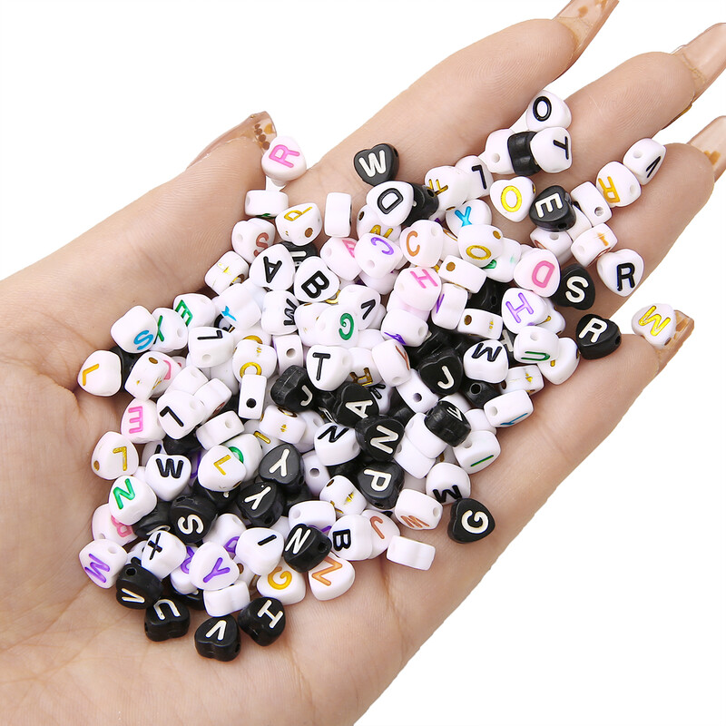 7x7mmAbout100Pcs Akrylové korálky s písmenami, broskyňové srdce, voľné korálky, ručne vyrobené, DIY výroba šperkov, náramkov, oblečenia, doplnkov, materiálu