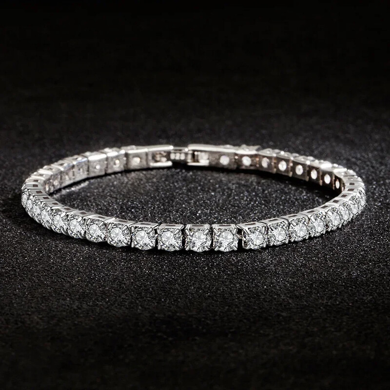 Luxusné hiphopové tenisové náramky Iced Out 4 mm s kubickým zirkónom a krištáľom pre ženy a mužov, zlaté a strieborné náramky a retiazkové šperky