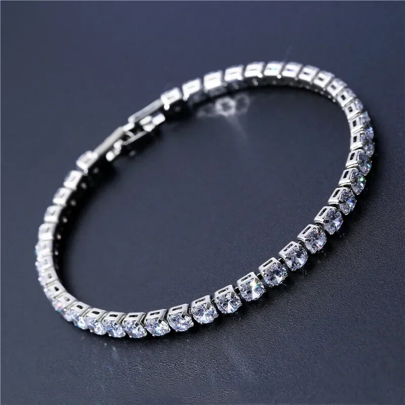 Luxusné hiphopové tenisové náramky Iced Out 4 mm s kubickým zirkónom a krištáľom pre ženy a mužov, zlaté a strieborné náramky a retiazkové šperky