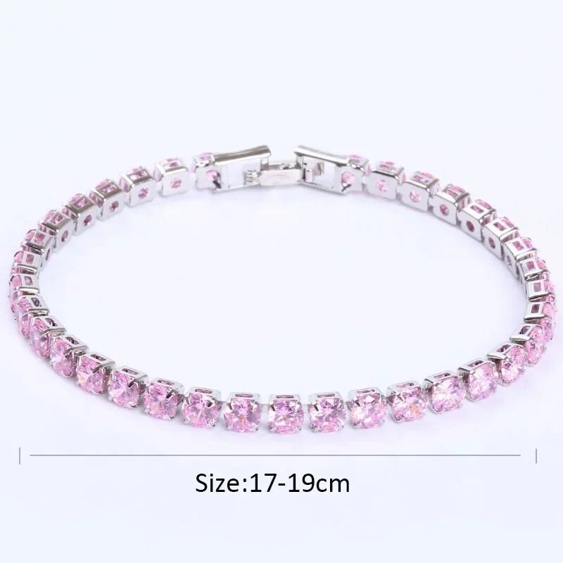 Luxusné hiphopové tenisové náramky Iced Out 4 mm s kubickým zirkónom a krištáľom pre ženy a mužov, zlaté a strieborné náramky a retiazkové šperky