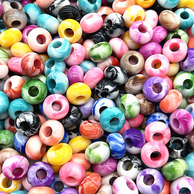 20 τμχ 14mm Mix Color Big Hole Acrylic Beads Spacer Loose Beads for Jewelry Making DIY Handmade Clothing Accessories (τρύπα:5mm)