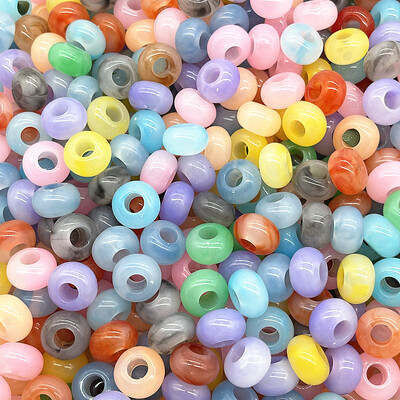 20 τμχ 14mm Mix Color Big Hole Acrylic Beads Spacer Loose Beads for Jewelry Making DIY Handmade Clothing Accessories (τρύπα:5mm)