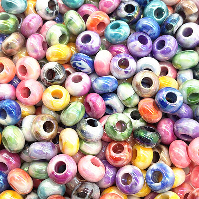20 τμχ 14mm Mix Color Big Hole Acrylic Beads Spacer Loose Beads for Jewelry Making DIY Handmade Clothing Accessories (τρύπα:5mm)