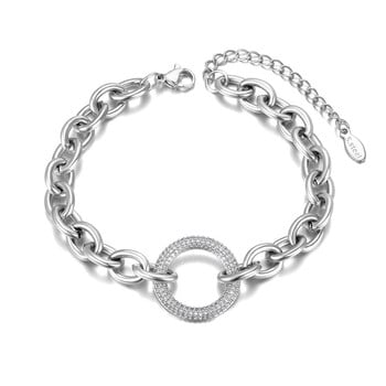 Lokaer Trendy CZ Crystal Geometry Circle Charm гривни за жени Титаниева верига от неръждаема стомана Bohemia Beach Bracelet B21092