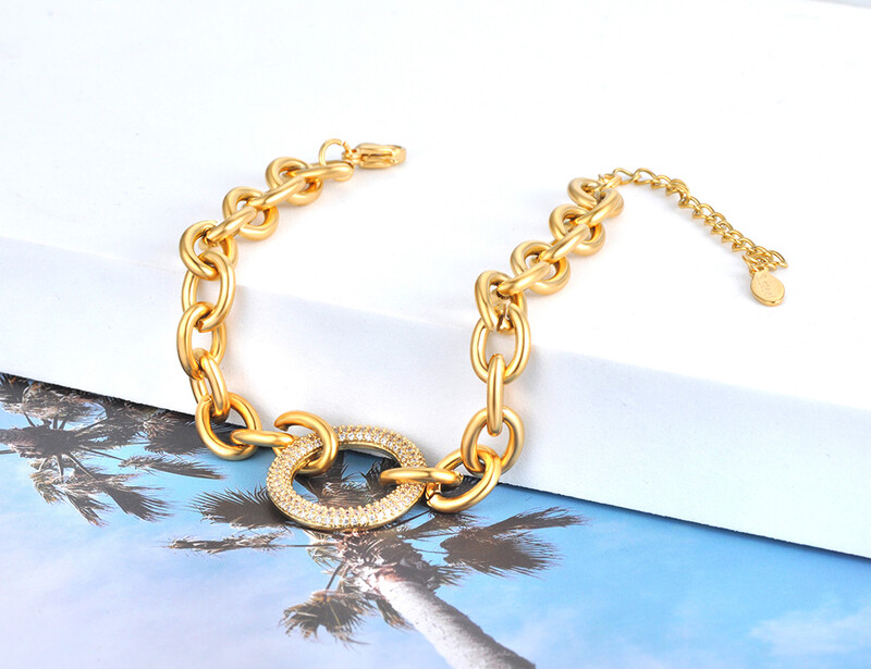 Lokaer Divatos CZ Crystal Geometry Kör varázslatos karkötők nőknek Titán rozsdamentes acél lánc Bohemia Beach karkötő B21092