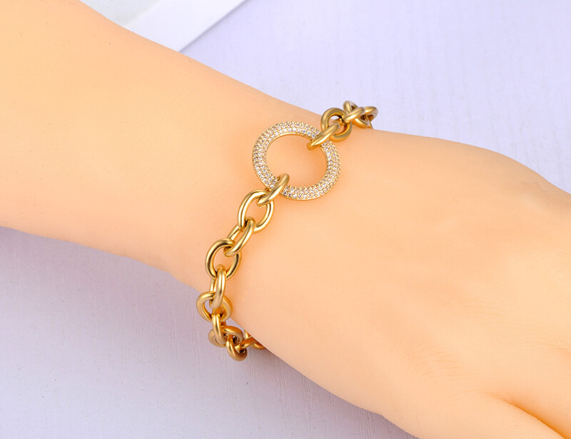 Lokaer Divatos CZ Crystal Geometry Kör varázslatos karkötők nőknek Titán rozsdamentes acél lánc Bohemia Beach karkötő B21092