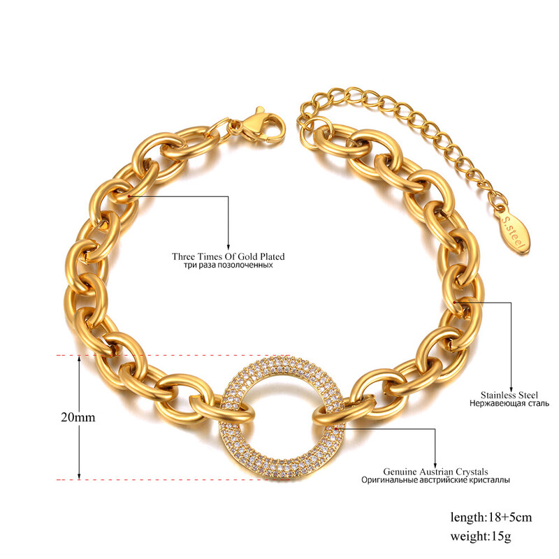 Lokaer Divatos CZ Crystal Geometry Kör varázslatos karkötők nőknek Titán rozsdamentes acél lánc Bohemia Beach karkötő B21092