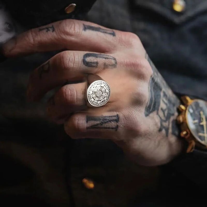 YILUOCD A Hét Arkangyal pecsétje Gyűrűk férfiaknak A Salamon Gyűrű kulcsa Kabbala Talisman Amulett Rozsdamentes acél férfi ékszerek