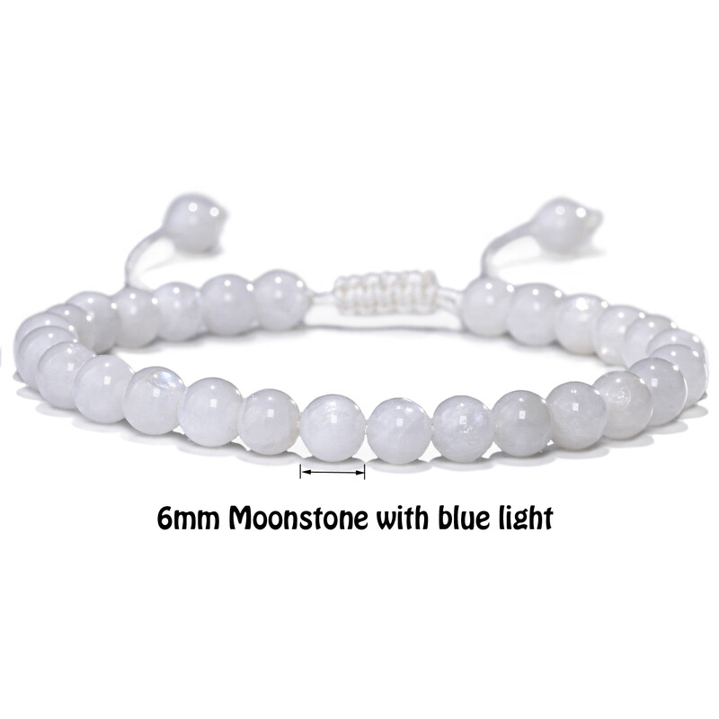6 mm Bohemia Moonstone náramok pre ženy s prírodným drahokamom, karneolovými korálkami, kryštálmi, liečivými nastaviteľnými pletenými lanovými náramkami