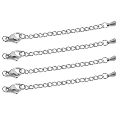10db rozsdamentes acél hosszabbító láncok homár kapcsos csatlakozóval nyaklánc farok készítés barkács karkötő kellékek