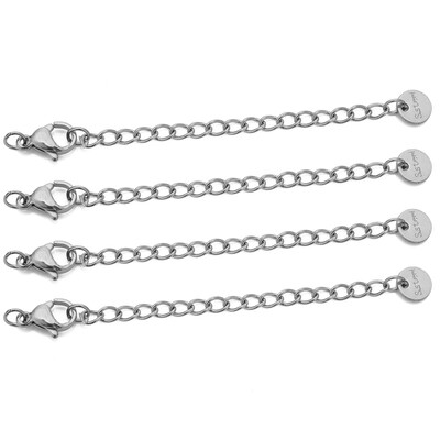 10db rozsdamentes acél hosszabbító láncok homár kapcsos csatlakozóval nyaklánc farok készítés barkács karkötő kellékek