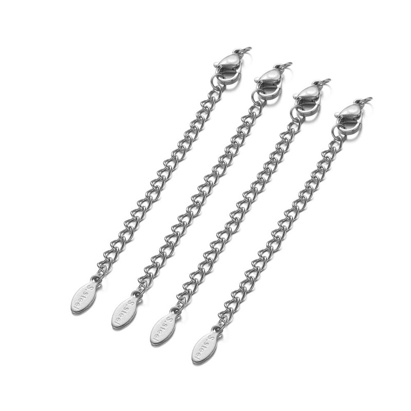 10db rozsdamentes acél hosszabbító láncok homár kapcsos csatlakozóval nyaklánc farok készítés barkács karkötő kellékek