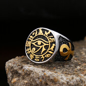 Egipatski vintage muški prsten Horusovo oko, modni prsten od nehrđajućeg čelika Ankh križni punk biciklistički amulet, nakit, poklon Dropshipping