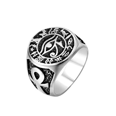 Egipatski vintage muški prsten Horusovo oko, modni prsten od nehrđajućeg čelika Ankh križni punk biciklistički amulet, nakit, poklon Dropshipping