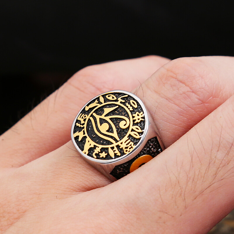 Egipatski vintage muški prsten Horusovo oko, modni prsten od nehrđajućeg čelika Ankh križni punk biciklistički amulet, nakit, poklon Dropshipping