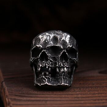 Vintage Punk Rock Double Skull Ring για Ανοξείδωτο ατσάλι μαύρο ποδηλατικό δαχτυλίδι Κυριαρχικά κοσμήματα μόδας Δώρα Dropshipping