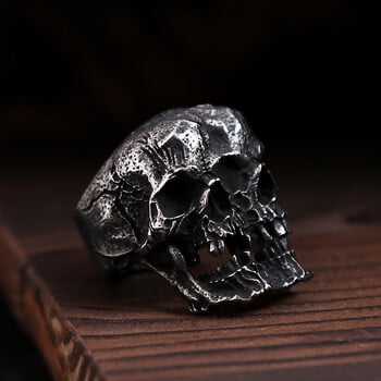 Vintage Punk Rock Double Skull Ring για Ανοξείδωτο ατσάλι μαύρο ποδηλατικό δαχτυλίδι Κυριαρχικά κοσμήματα μόδας Δώρα Dropshipping