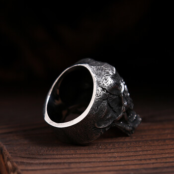 Vintage Punk Rock Double Skull Ring για Ανοξείδωτο ατσάλι μαύρο ποδηλατικό δαχτυλίδι Κυριαρχικά κοσμήματα μόδας Δώρα Dropshipping