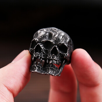 Vintage Punk Rock Double Skull Ring για Ανοξείδωτο ατσάλι μαύρο ποδηλατικό δαχτυλίδι Κυριαρχικά κοσμήματα μόδας Δώρα Dropshipping