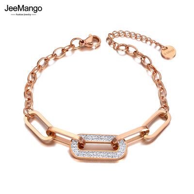 JeeMango Trendy CZ Crystal Geometric Charm βραχιόλια για γυναίκες Αλυσίδα από ανοξείδωτο ατσάλι τιτανίου Bohemia Beach Jewelry JB21001