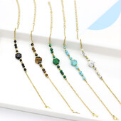 Természetes kőből készült hematit karkötő nőknek Divatos arany rozsdamentes acél ékszer buli esküvői luxus ajándék szett kézimunka