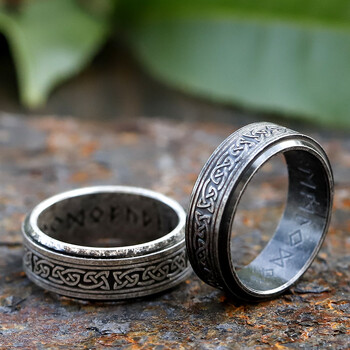 2023 Punk Vintage Odin Norse Viking Amulet Ring Rings for Men Fashion Ασημί χρώμα Δαχτυλίδι από ανοξείδωτο ατσάλι Λέξεις γάμου κοσμήματα