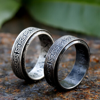 2023 Punk Vintage Odin Norse Viking Amulet Ring Rings for Men Fashion Ασημί χρώμα Δαχτυλίδι από ανοξείδωτο ατσάλι Λέξεις γάμου κοσμήματα