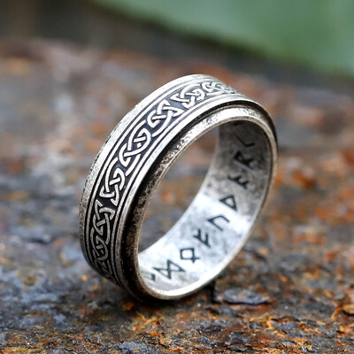 2023 Punk Vintage Odin Norse Viking Amulet Rune Rings pre mužov Móda Strieborná farba Nerezová oceľ Slová Ring Svadobné šperky