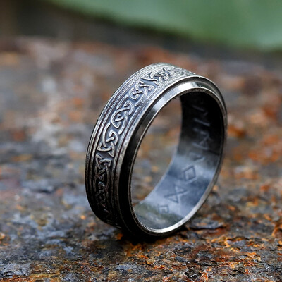 2023 Punk Vintage Odin Norse Viking Amulet Rune Rings pre mužov Móda Strieborná farba Nerezová oceľ Slová Ring Svadobné šperky