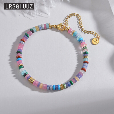 Népszerű természetes kő, színes gyöngyökkel díszített lánykarkötők kispiacon, kiváló minőségű titán acél színtelen kézműves termékek nagykereskedelme