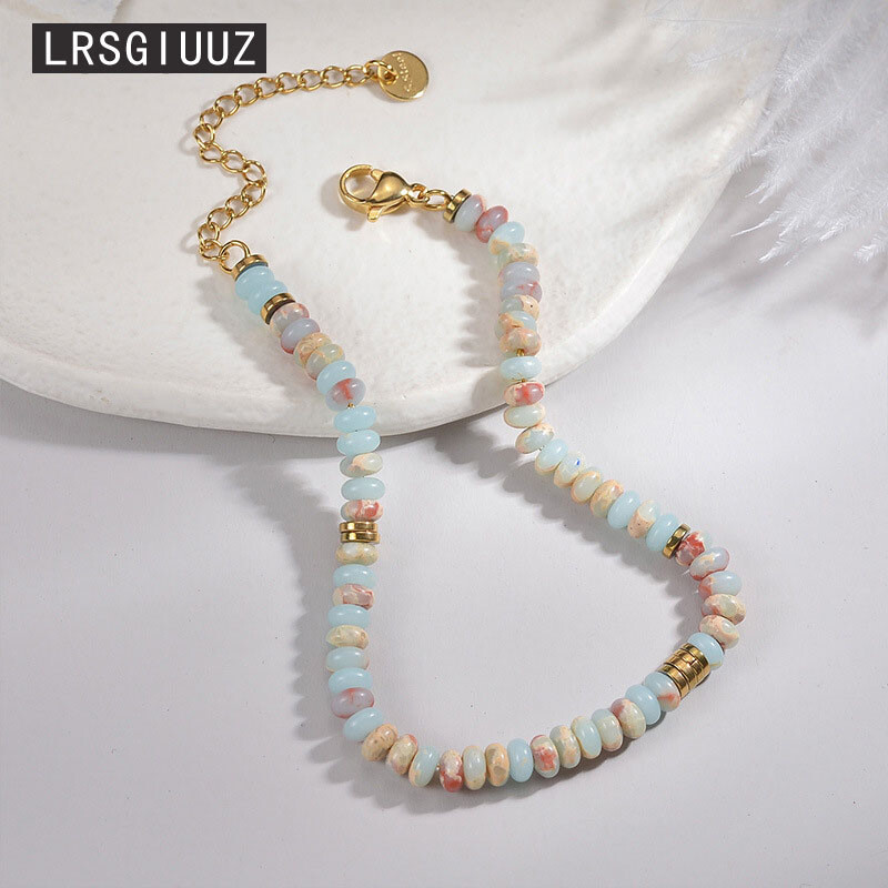 Népszerű természetes kő, színes gyöngyökkel díszített lánykarkötők kispiacon, kiváló minőségű titán acél színtelen kézműves termékek nagykereskedelme